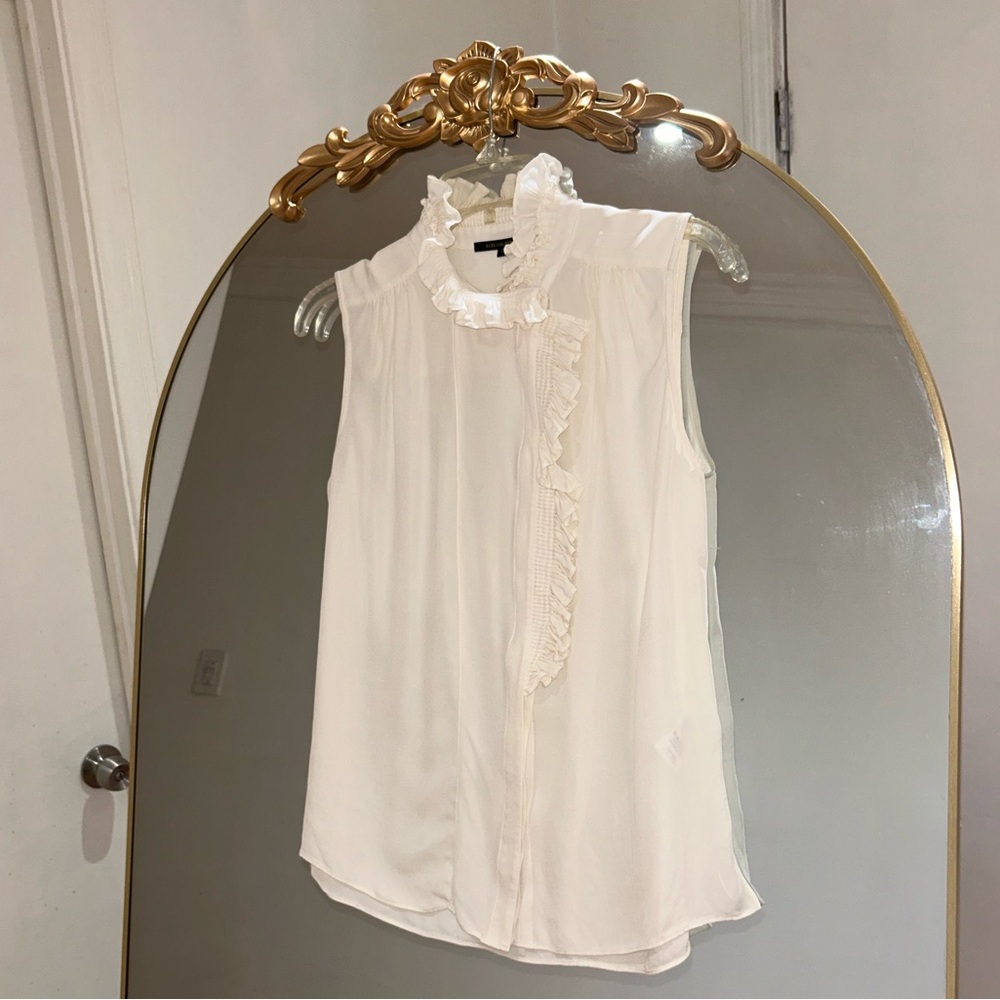 Kobi Halperin Silk Ivory Ruffle Blouse, Size S